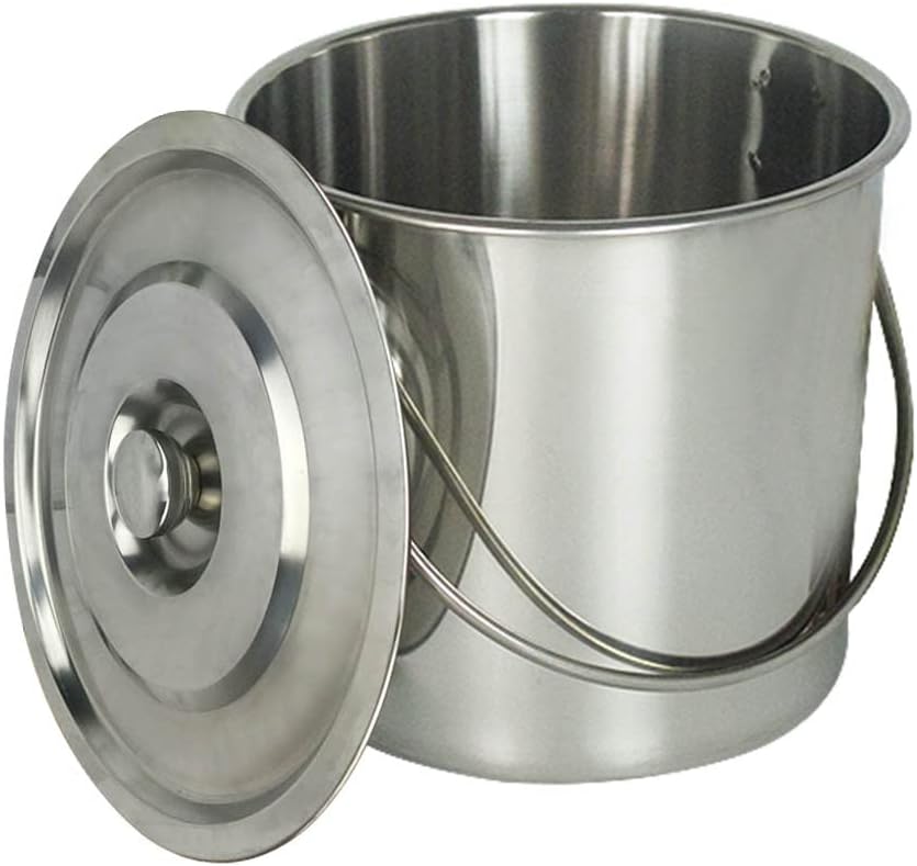 Edelstahl Suppentopf mit Deckel Verdickter 304 Edelstahl Suppentopf mit verdicktem BodenKochtopf mit 2 Griffen Kocher Küche Eimer Kochtopf (6L)