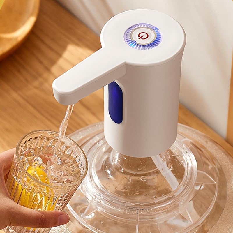 Wasserspender für Fasswasser, klappbarer Wasserspender, mit Fingerabdruckentsperrung + dosiertem Wasserabgang+Touchscreen+intelligenter Bewegungssensorik, geeignet für zu Hause und Camping (Weiß)