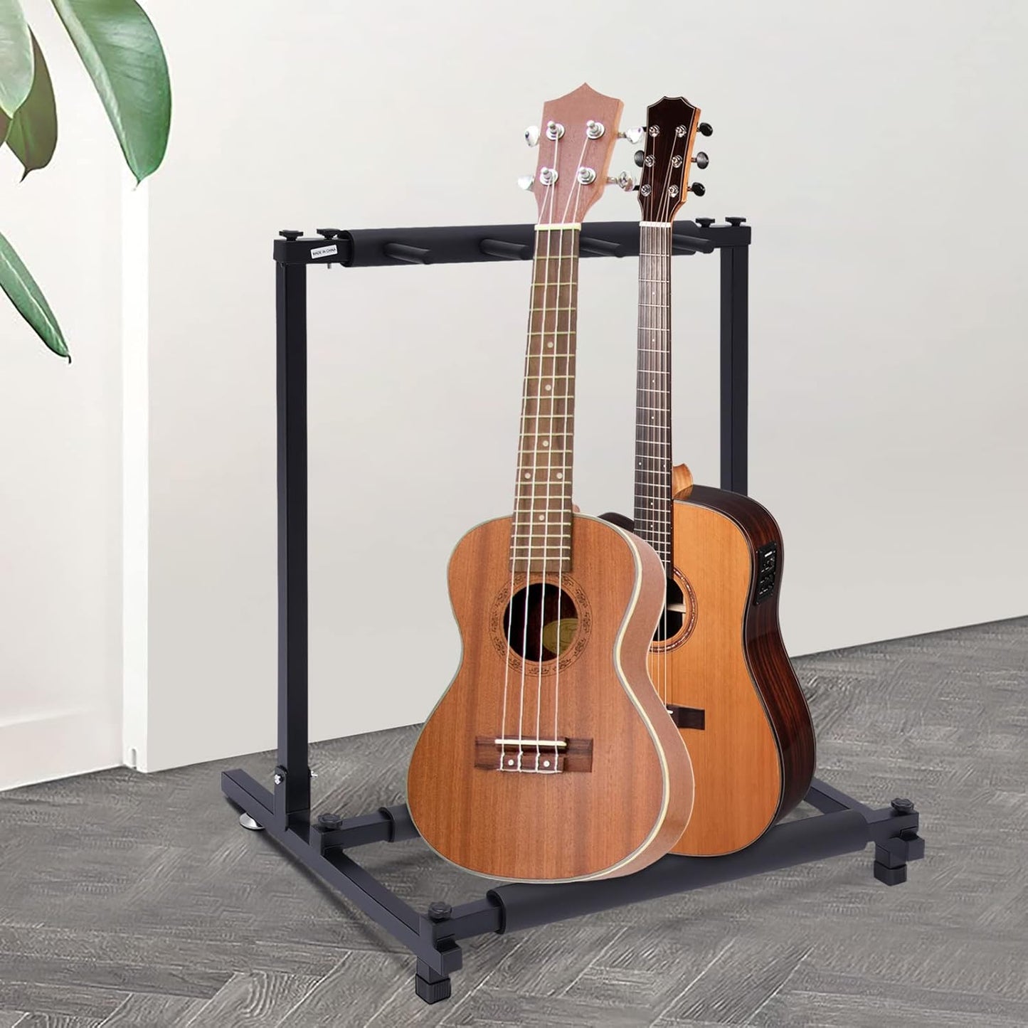 Gitarrenständer Boden Metall Gitarrenständer einstellbar mehrere Gitarrenhalter Gitarre Display Regal mit Anti-Rutsch-Gummifuß Abdeckungen für Gitarre Bass Violine Ukulele (3 Gitarre)