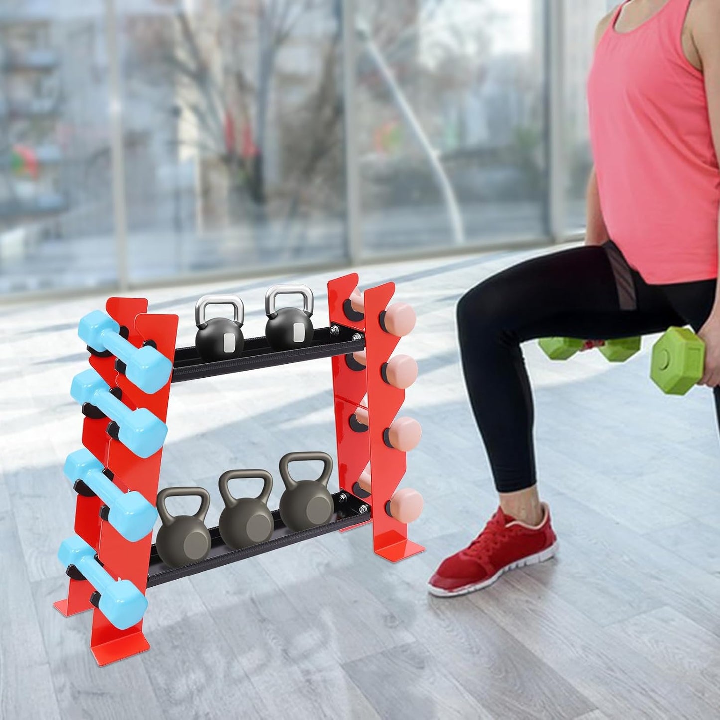 HantelstäNder A-Rahmen, Kleiner HantelstäNder Kettlebell-Rack Multifunktional Haushalt Doppelhantelhalter, FitnessgeräTe Lagerung, 159kg TragfäHigkeit