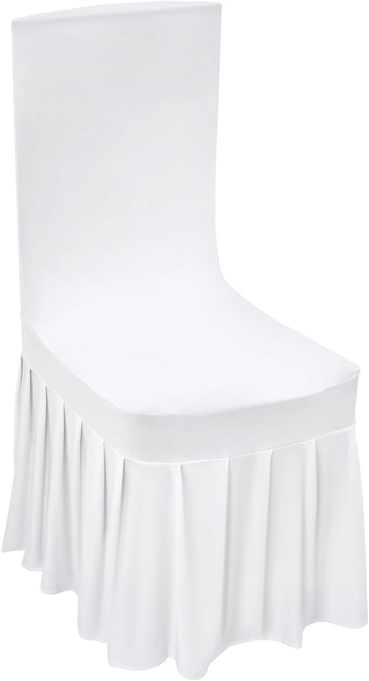 20pcs Esszimmerstuhlabdeckungen,Universal Stretch Küchenstuhlabdeckungen, Waschbare Polyester Stuhlabdeckung für die meisten Stühle, Stuhlsitzabdeckungen mit Rock (20Pcs Weiß)