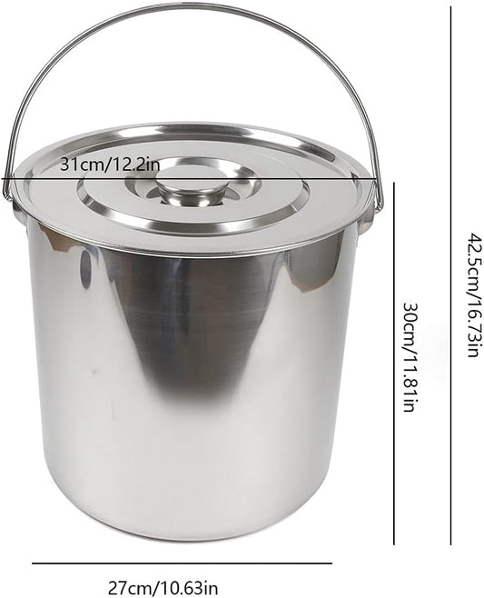 Edelstahl Suppentopf mit Deckel Verdickter 304 Edelstahl Suppentopf mit verdicktem BodenKochtopf mit 2 Griffen Kocher Küche Eimer Kochtopf (6L)