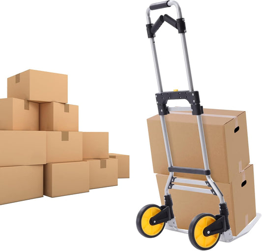 120kg Klappbarer Wagen Tragbare Sackkarre Schwerlast-Sackkarre Dolly mit 2 7-Zoll-TPR-Rad, Handwagenwagen Dolly-Gepäckwagen mit Teleskopgriff |Packen von Seilen,52 * 50 * 115cm